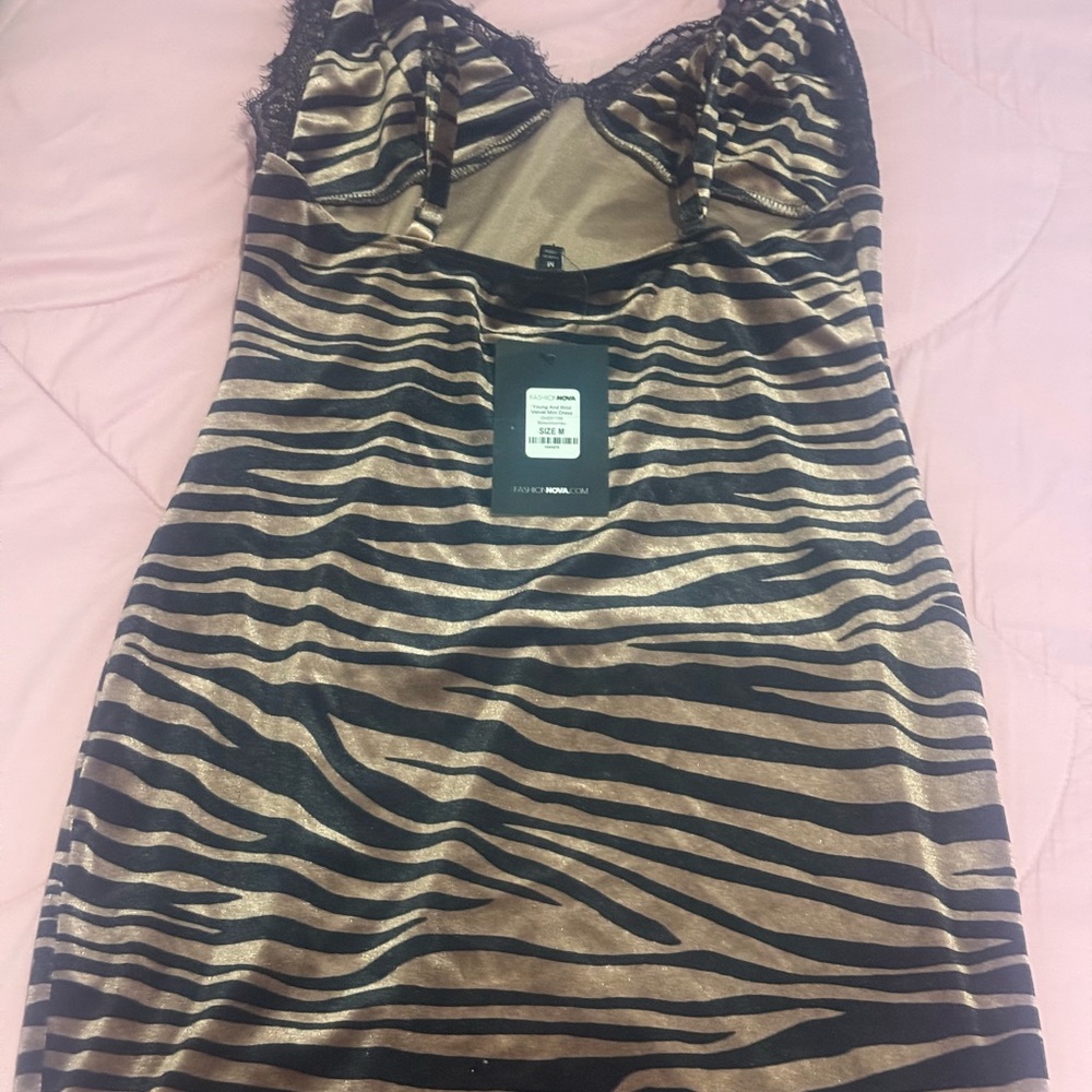 Fashion Nova Black and Gold Zebra Chemise